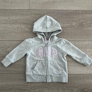 Gap Baby Zip Up Hoodie: Gray & Light Purple Sz: 12-18 months